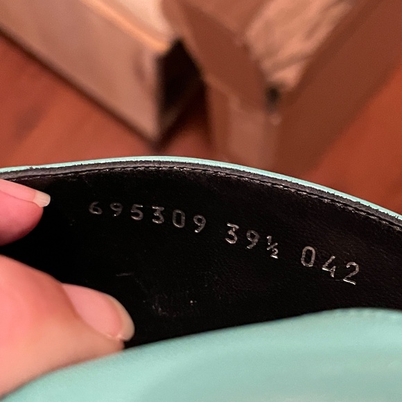 Gucci Women's Turquoise Mid Heel Open Toe Mules Sz 39.5 - Picture 11 of 11